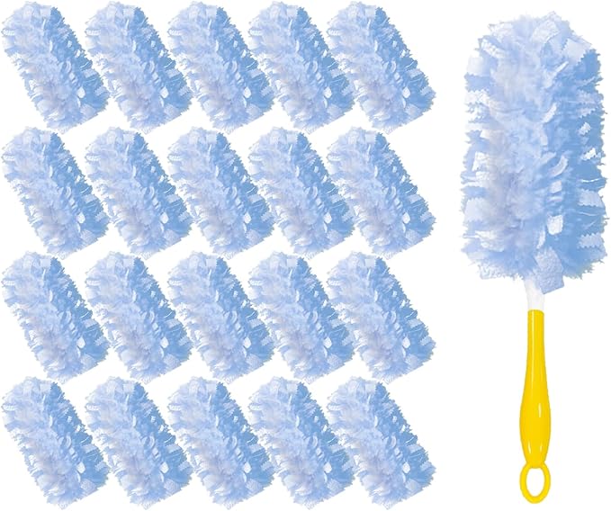 360° Heavy Duty Duster Refills for Swiffer,20 Count Duster Refills with 1 Handle,Dusting Furniture, Blinds, Ceiling Fans, Walls, Feather & Microfiber, Unscented,Disposable