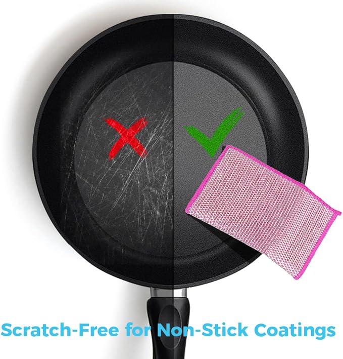 AIDEA Non Scratch Wire Dishcloth 24PK, Upgraded Wire Dishwashing Rag for Kitchen, Dual Sided, Washable Dish Cloths, Cleaning Pads Steel Scrubber for Cookware, Sinks, Dishes, Stove Tops, 7"×8"