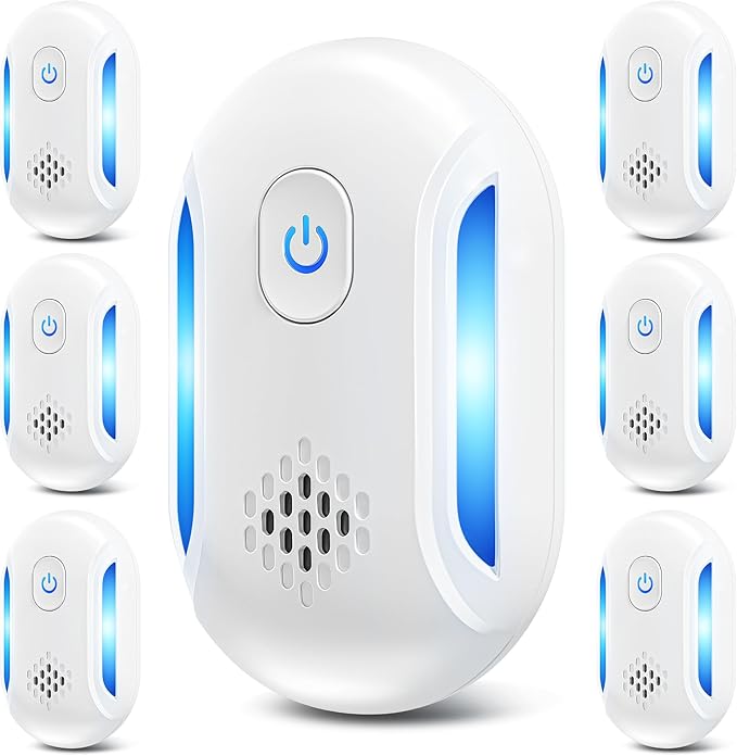 (2025 Upgraded) Ultrasonic Insect & Pest Indoor Repeller – Stronger Driving Force, Plug-in Control Electronic Repellent for Roach, Mouse, Rodent, Bugs, Spider, Mice, Ant, 2 Mode Switching (6 Pack)