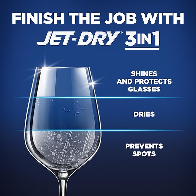 Finish Jet-Dry Dishwasher Rinse Aid, Compatible with Dishwasher Detergent, Prevents Spots & Residues, Dries, Shine & Protects, 32 oz, 315 washes