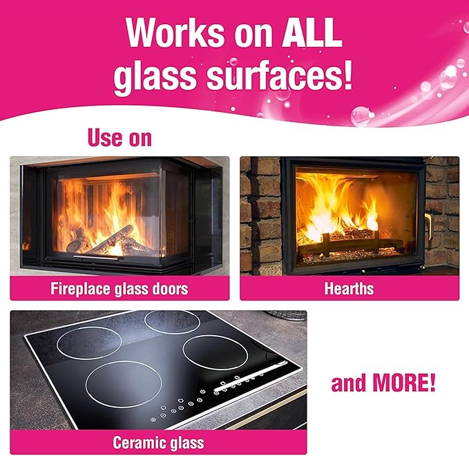 Quick 'n Brite Fireplace Glass Cleaner Kit – Heavy-Duty 16oz Cleaner with Scraper Tool, Melamine & Scrubber Sponges, Microfiber Towel – Glass, Wood Stove & Fireplace Door Cleaning - Made in the USA