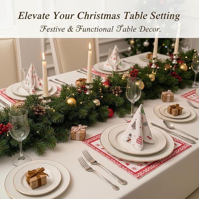 Christmas Kitchen Paper Towels:Disposable Cleaning Towels Xmas Kitchen Tissue Highly Absorbent Hand Towels for Holiday Kitchen Business Resturant (2 rolls)