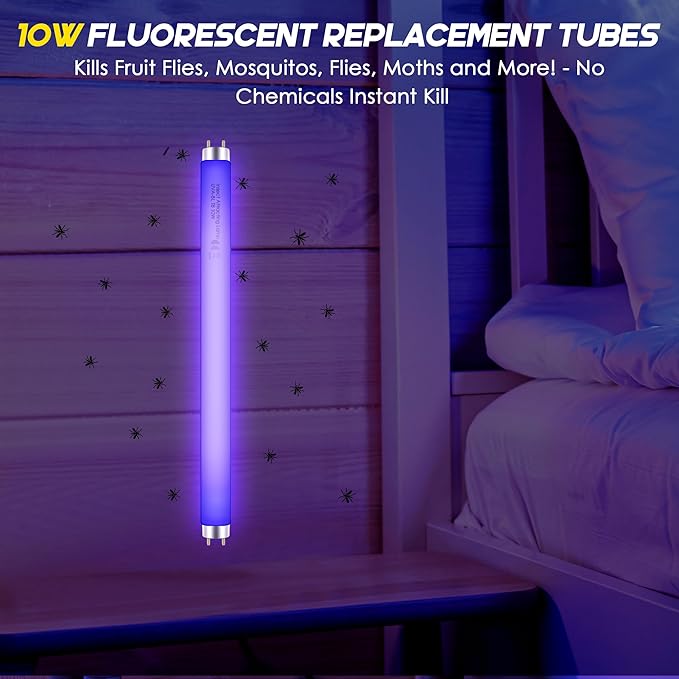 Qualirey 2 Pack Bug Zapper Replacement Light Bulbs 10W for 20W Indoor Bug Zapper, BL T8 F10W 13Inch Light Tube Compatible with Aspectek, Liba, Micnaron, Lulu Home and Other 20W Mosquito Lamp
