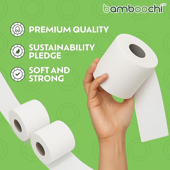 Bamboo Toilet Paper, Septic Safe Toilet Paper 2 Ply 96 Rolls 300 Sheets Per Roll, Soft Unscented Bath Tissue, RV Safe, Eco-Friendly, Non Chlorine, PFAS Free, Made in Canada