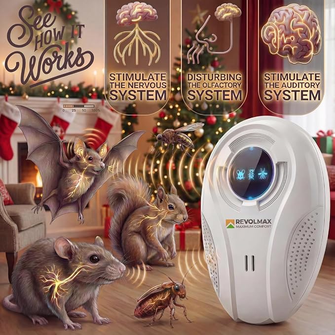 T-27, Ultrasonic Pest Control Repeller - Electronic & Ultrasound, Indoor Plug-in Repellent - Get rid of - Rodents, Mice, Squirrels, Bats, Insects, Bed Bugs, Ants, Fleas, Spiders, Roaches (4 Pack)