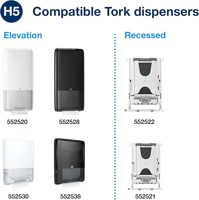Tork PeakServe Continuous Paper Hand Towels White H5, Premium, Compressed, 12 x 270 sheets, 105066