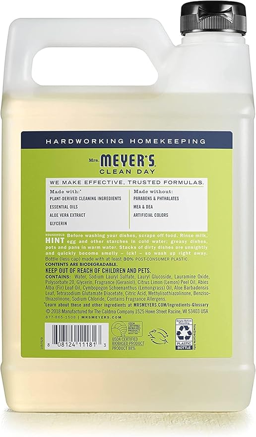 Mrs. MEYER'S Dish Soap Variety, 1 Dish Soap, 1 Refill, Lemon Verbena, 1 CT