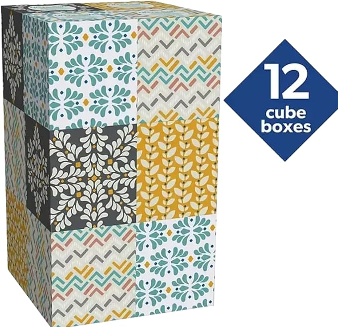 Ultra Soft Facial Tissues, 3-Ply, 12 Cube Boxes, 80 Tissues per Box (1 Pack)