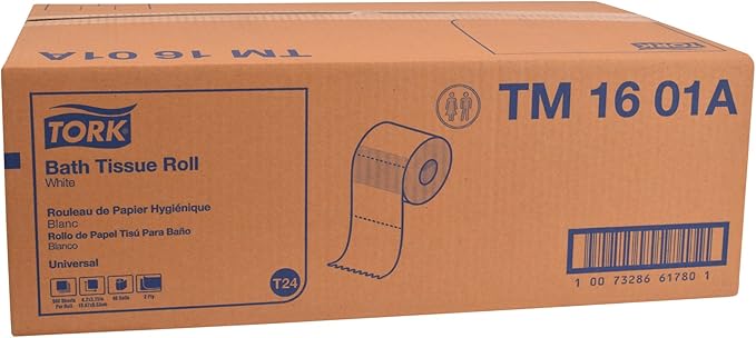 Tork Universal Bath Tissue Roll, 2-Ply, 48 rolls, 500 sheets, TM1601A, White