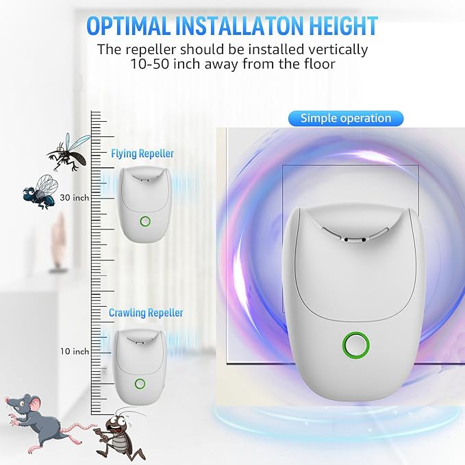 Ultrasonic Pest Control Repeller, Mouse Repellent Indoor for Mosquito, Cockroach, Ant, Rat, and Rodent Control, Plug in with 3 Modes (6 Pack)
