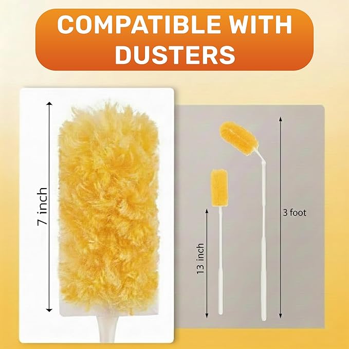 Heavy Duty Duster Refills 30 Pack, 360° Multi Surface Feather Dusters Kit with Extendable 3FT Handle, Disposable Microfiber Dusters for Cleaning Furniture, Blinds, Ceiling Fan & Car