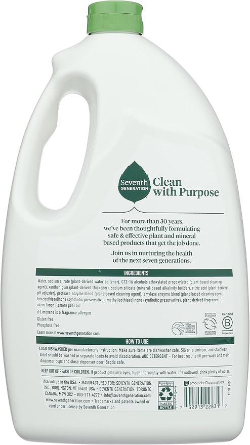 Seventh Generation Lemon Auto Dishwasher Gel, 70 OZ