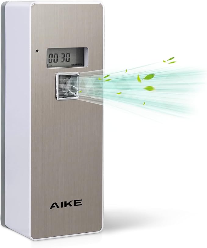 AIKE Automatic Air Fresheners Spray Dispenser – Programmable(Compatible with "Glade Automatic Air Freshener Refills 269 ml") – Ideal for Office, Airports, Gyms, Home Brushed Finish AK1801