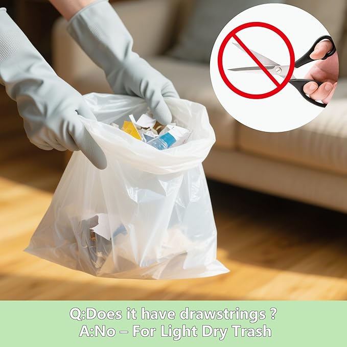 TECHSHARE Small Garbage Bags 4 Gallon - 105 Count Trash Can Liners for Bathroom, Office, Bedroom - Mini White HDPE Plastic Waste Basket Bags, Value Pack for Daily Use, Fits Small Trash Cans