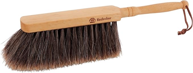 REDECKER Horsehair Hand Brush with Oiled Beechwood Handle, 11-3/4-Inches - Horsehair Brush for Kitchen - Hand Brush Horse Hair Wooden - Horse Hair Hand Broom - Horse Hair Bench Brush