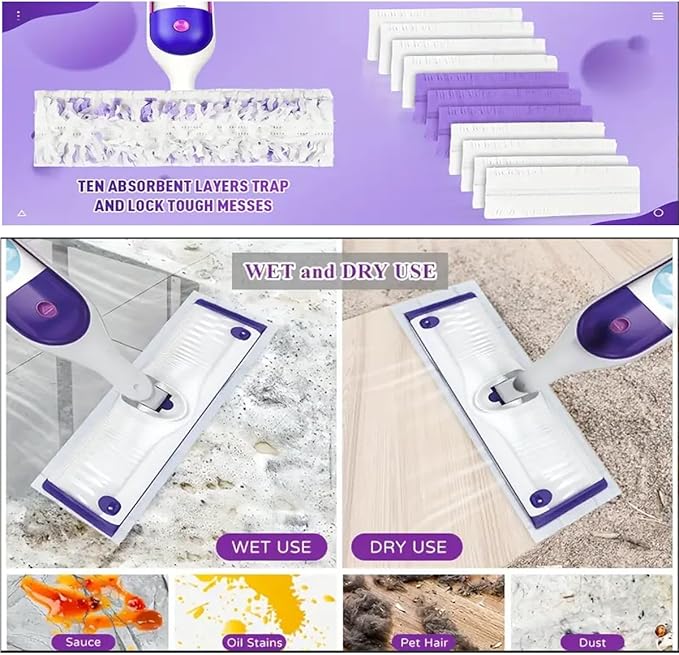 YFLY 10 Pack Disposable Mopping Pads Refills for Swiffer PowerMop Multi-Surface Mops,5X Cleaning Power Mop Refills Compatible with Swiffer Power Floor Cleaning
