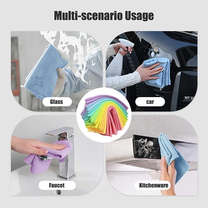 21 Reusable Paper Towels Washable, 11.8" X 11.8" Super Absorbent Microfiber Towels Kitchen, Dishwasher Safe, No Odor, Super Soft, Highly Absorbent, Waste Less, Rainbow Color