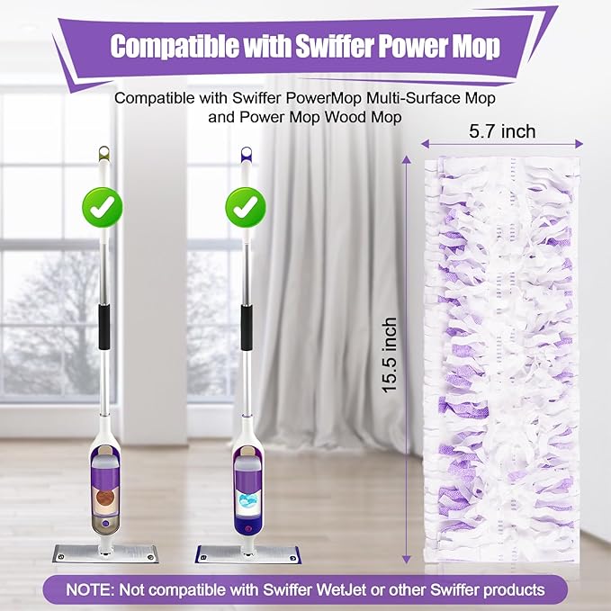 32 Pack Disposable Power Mop Pads for Swiffer PowerMop, 5X Power Mop Refills for Cleaning, 14-Layer Unscented Thickened Multi-Surface Replacement Mopping Pads Refills for Floor Cleaning
