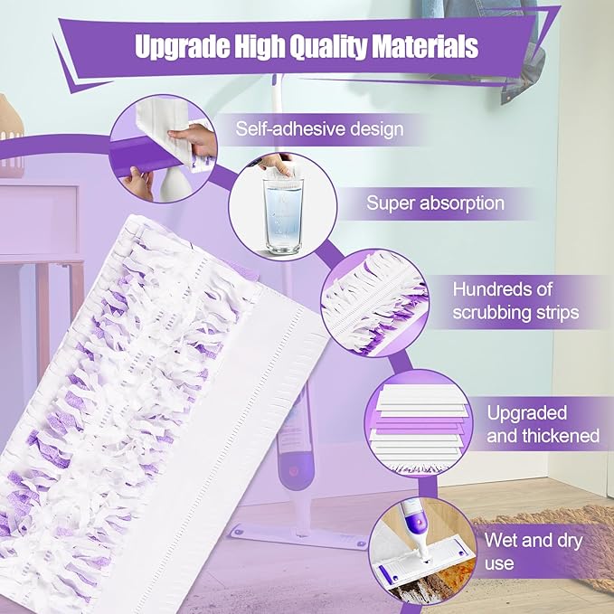 32 Pack Disposable Power Mop Pads for Swiffer PowerMop, 5X Power Mop Refills for Cleaning, 14-Layer Unscented Thickened Multi-Surface Replacement Mopping Pads Refills for Floor Cleaning