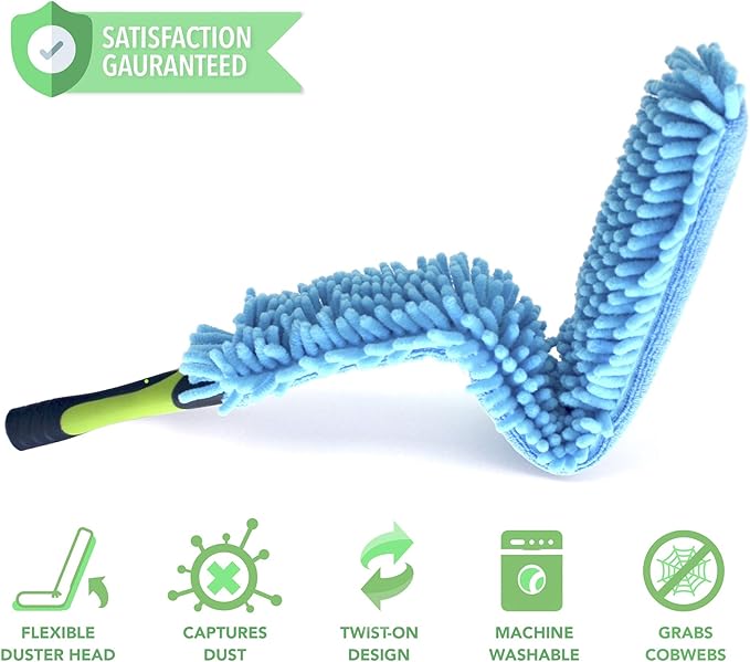 EVERSPROUT Flexible Microfiber Ceiling & Fan Duster (Pole Sold Separately) | Extra-Long 25'' Duster | Removable & Washable Sleeve | Bends to Clean Any Fan Blade | Twists onto Standard Threaded Poles