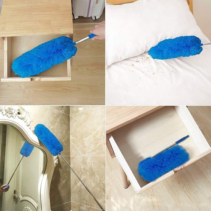 DELUX Microfiber Feather Duster Extendable Duster with 100 inches Extra Long Pole, Bendable Head & Long Handle Dusters for Cleaning Ceiling Fan, High Ceiling, Blinds, Furniture & Cars