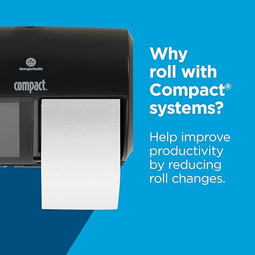 Georgia-Pacific Compact Coreless 2-Ply Recycled Toilet Paper by GP PRO (Georgia-Pacific), 19375, 1,000 Sheets Per Roll, 36 Rolls Per Case