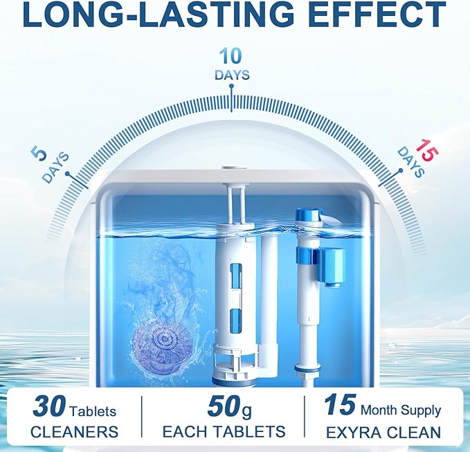 Toilet Bowl Cleaners, Automatic Toilet Bowl Cleaner Tablets Blue Gel Powerful Clean, Septic Safe Toilet Tank Cleaner, Bathroom Deodorizer & Prevent Stain, Fresh Scent-10 PACKS