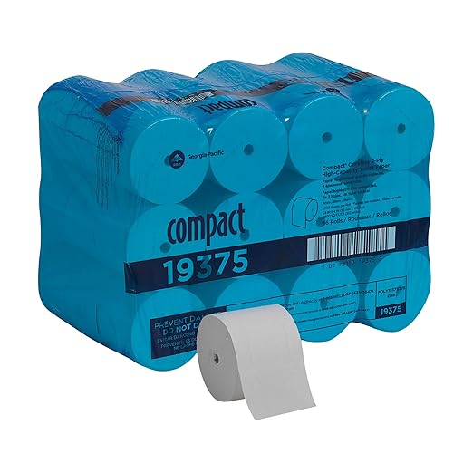 Georgia-Pacific Compact Coreless 2-Ply Recycled Toilet Paper by GP PRO (Georgia-Pacific), 19375, 1,000 Sheets Per Roll, 36 Rolls Per Case