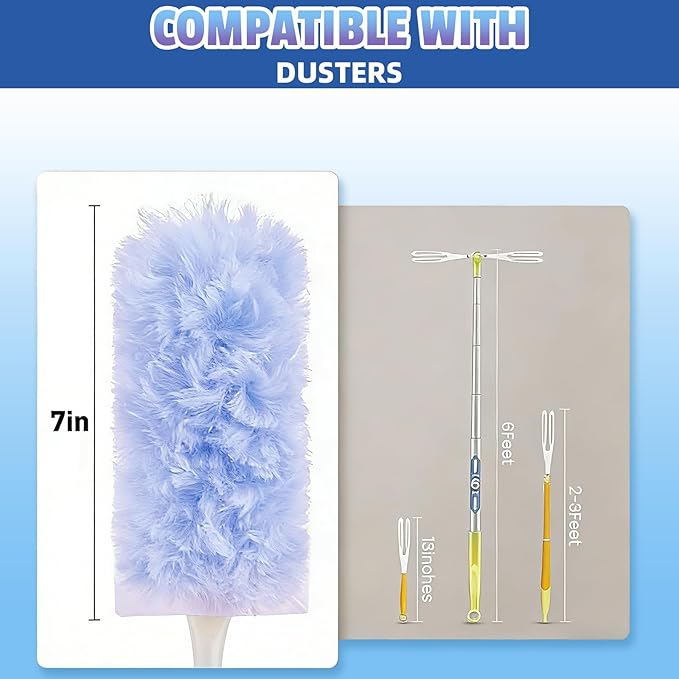 360° Duster Refills Compatible for Swiffer Duster, 20-Pack Heavy Duty Dusting Kit with 1 Extended Handle 3FT + 1 Short Handle, Multi-Surface Cleaning Kit for Ceiling Fans, Bookshelf, Blinds, Furniture