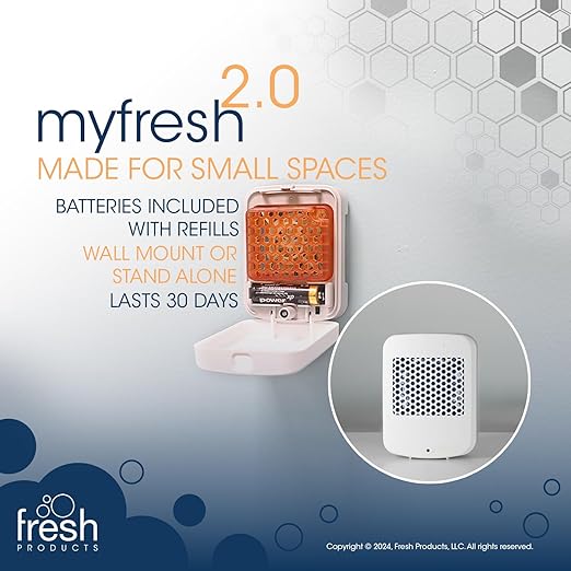 Fresh Products myfresh 2.0 Personal Air Freshener with Dry Fragrance Technology for Small Spaces Compact Design Motion Sensor Battery Included Mango 6 pk