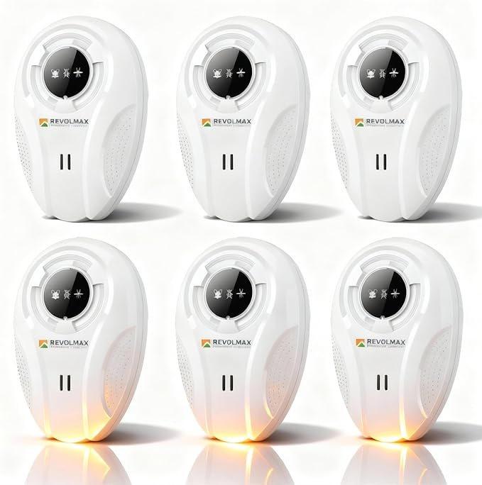 T-27, Ultrasonic Pest Control Repeller - Electronic & Ultrasound, Indoor Plug-in Repellent - Get rid of - Rodents, Mice, Squirrels, Bats, Insects, Bed Bugs, Ants, Fleas, Spiders, Roaches (6 Pack)