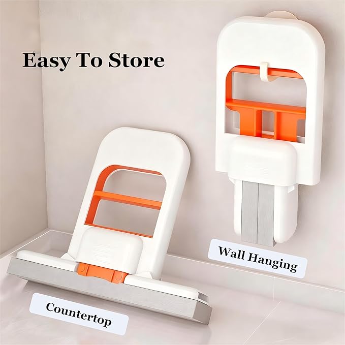2PCS Mini Cleaning Mop, Self-Wringing & Wash-Dry Dual Use, Portable Foldable Desktop Mop for Kitchen, Car Glass, Living Room, Multi-Surface Cleaning with Sponge Head, No Touch Hands-Free