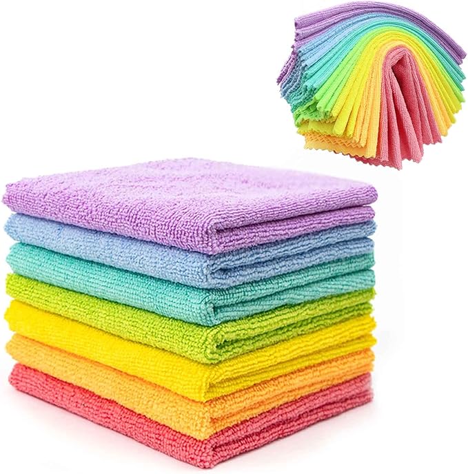 21 Reusable Paper Towels Washable, 11.8" X 11.8" Super Absorbent Microfiber Towels Kitchen, Dishwasher Safe, No Odor, Super Soft, Highly Absorbent, Waste Less, Rainbow Color