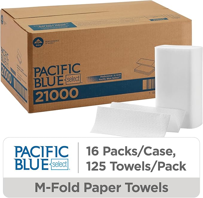 Pacific Blue Select Multifold Premium 2-Ply Paper Towels (Previously Branded Signature) by GP PRO (Georgia-Pacific), White, 21000, 125 Paper Towels Per Pack, 16 Packs Per Case