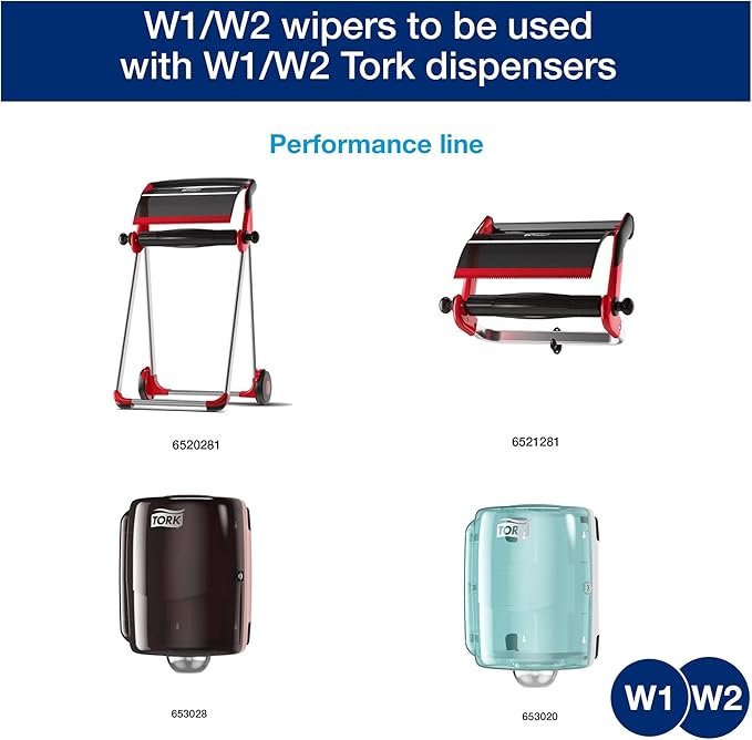 Tork Industrial Wiper Blue W1/W2, Centerfeed, 2 x 375 Sheets, 13244101