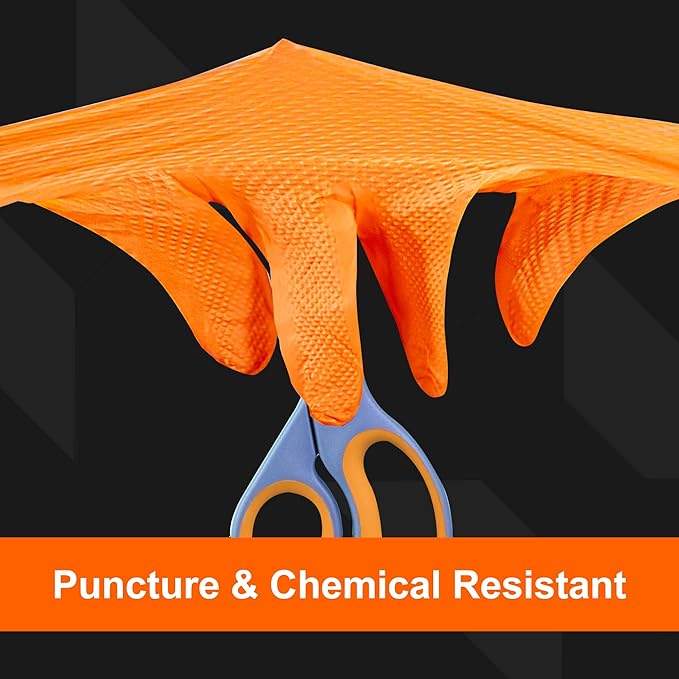 GLOVEWORKS HD Orange Nitrile Disposable Gloves 8 Mil Raised Diamond Texture, 100