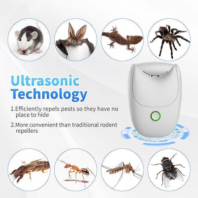 Ultrasonic Pest Control Repeller, Mouse Repellent Indoor for Mosquito, Cockroach, Ant, Rat, and Rodent Control, Plug in with 3 Modes (4 Pack)