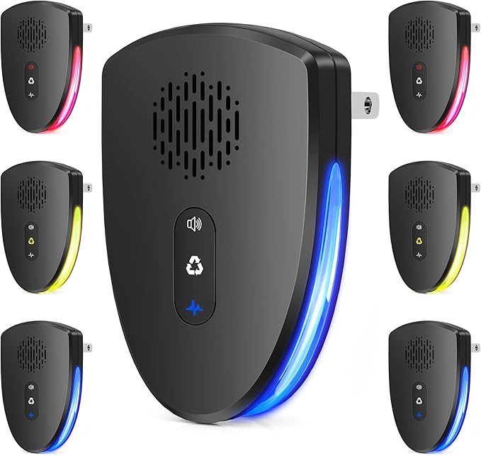 (2026 Upgraded) Ultrasonic Insect & Pest Indoor Repeller, Plug-in Control Device Repellent for Rodent, Mice, Rats, Roaches, Ants, Spiders, Mosquitoes, Bugs, Home, 3 Mode Switching (6 Pack)