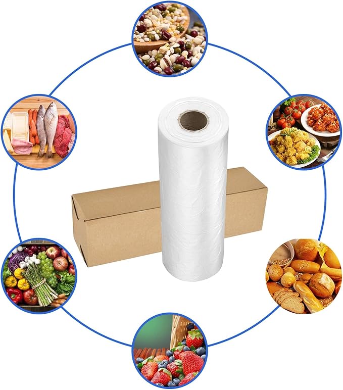 12x16 Plastic Produce Bags on Roll - Clear, 350 Bags per Roll (8 Rolls); Ideal for Food, Vegetables, Fruits, Bread, Pets and Groceries