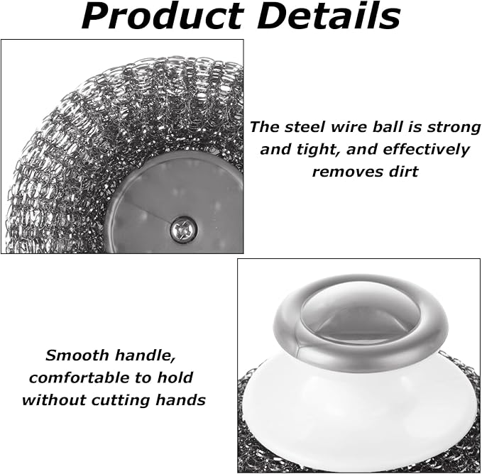 12 Pack Stainless Steel Wool Scrubber with Handle, Steel Wool Scrubber for Cleaning Dishes, Metal Scrubber Pot Scrubbers Can Clean Iron Pots, Stoves, Barbecue Grills, Wash Sink