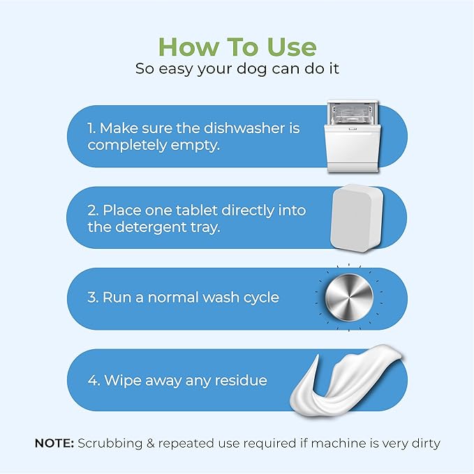 Dishwasher Cleaner and Deodorizer XL Tablets – Heavy-Duty Descaler & Odor Remover for Hard Water, Removes Spots & Residue, Enhance Drying & Shine, 12 Pack (1 Year Supply)