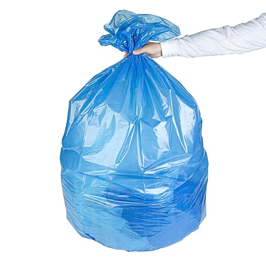 Restaurantware Blue Trash Bags 100 Count 40-45 Gal 40" x 46" Leakproof Design Heavy-Duty Garbage Bags with Star Seal Bottom and Even Weight-Distribution for Warehouses, Parks and Residential Use