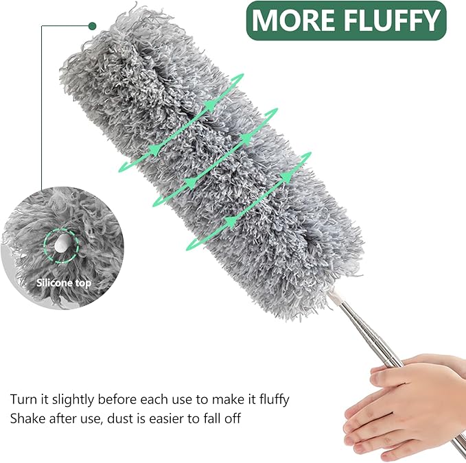 SetSail Dusters for Cleaning, 100-inch Extra-Long Cobweb Duster with Extension Pole, Bendable Microfiber Head & Cobweb Brush Washable Ceiling Fan Cleaner Duster Kit for High Ceilings, Corner