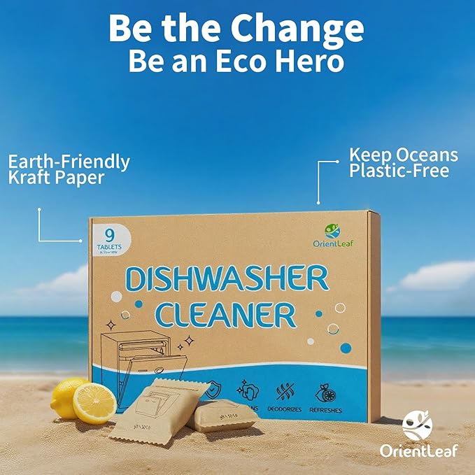 Dishwasher Cleaning Tablets, Lemon Scent 9 Month Supply, Dishwasher Cleaner and Deodorizer, Dish washer Descaler