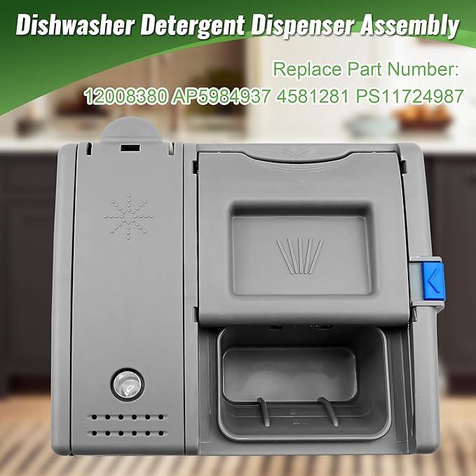 12008380 Dishwasher Detergent Dispenser Assembly Fit For Bosch DWHD440MFP/07 DWHD440MFP/08 DWHD640JFP/A5 Replace 12008380 AP5984937 4581281 PS11724987