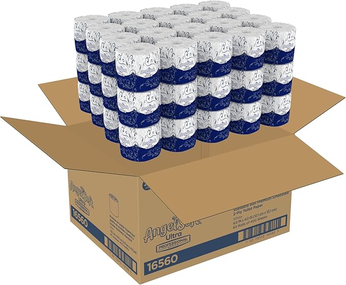 Georgia-Pacific Angel Soft Ultra Professional Series 2-Ply Embossed Toilet Paper by GP PRO (Georgia-Pacific), 16560, Paper, 60 Count (Pack of 1), White 24000 sheets per case