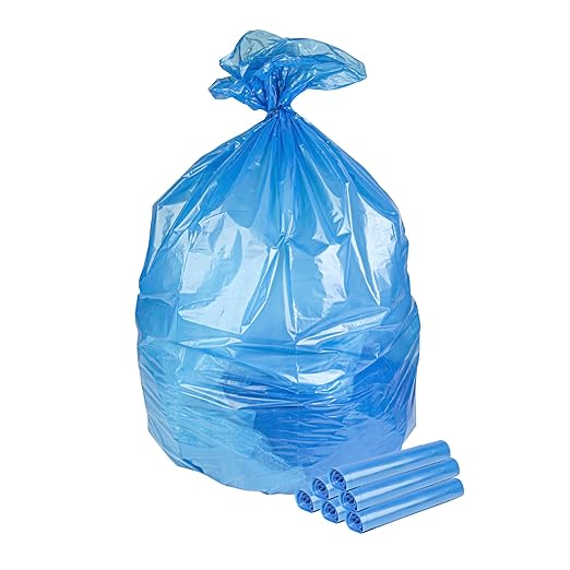 Restaurantware Blue Trash Bags 100 Count 40-45 Gal 40" x 46" Leakproof Design Heavy-Duty Garbage Bags with Star Seal Bottom and Even Weight-Distribution for Warehouses, Parks and Residential Use