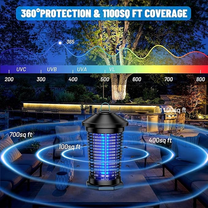 Bug Zapper Outdoor Indoor, Zechuan Electric Mosquito Zapper, Electronic Mosquito Killer Lantern, Waterproof Fly Trap Insect Killer for Home Backyard Patio Garden Camp Site