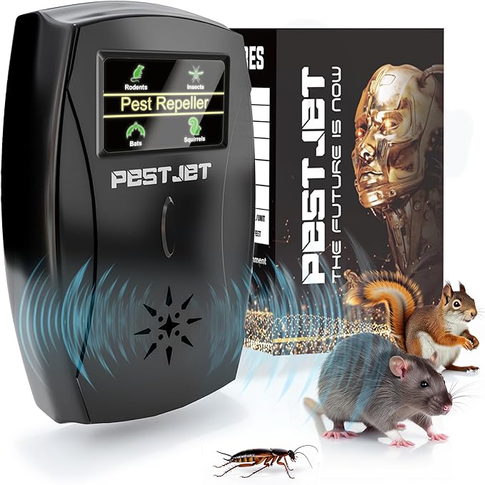 2025 Powerful Ultrasonic Pest Control Plug-in Device with LCD – Electronic Indoor/Outdoor Rodent Deterrent for Mice, Rats, Bats, Squirrels – Sound and Electromagnetic Wave-Based Technology