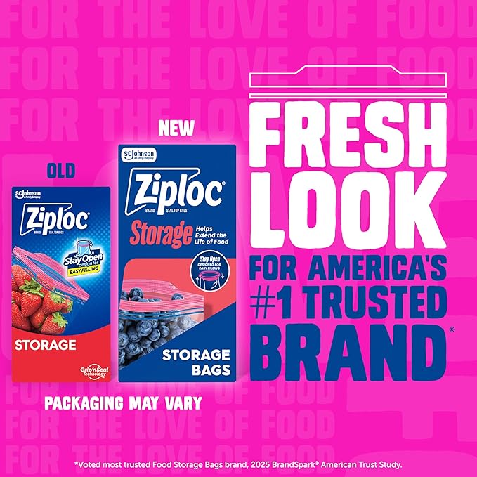 Ziploc Gallon Food Storage Bags, 120ct Total, Stand-Up Bottom, Easy to Fill, 30 Count (Pack of 4) (Packaging May Vary)